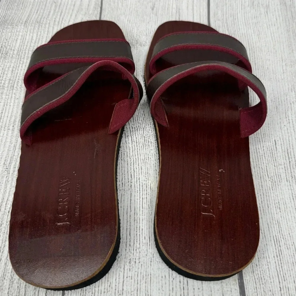 J.Crew Brown Wood‎ Leather 2 Strap Sandals Size 6